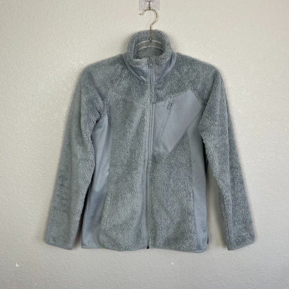 COLUMBIA Fill Zip Fuzzy Gray Jacket Size S